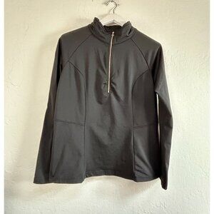 Nils Womens Black 1/4 Zip Pullover Long Sleeve Sweater Large Mock Neck Stretch